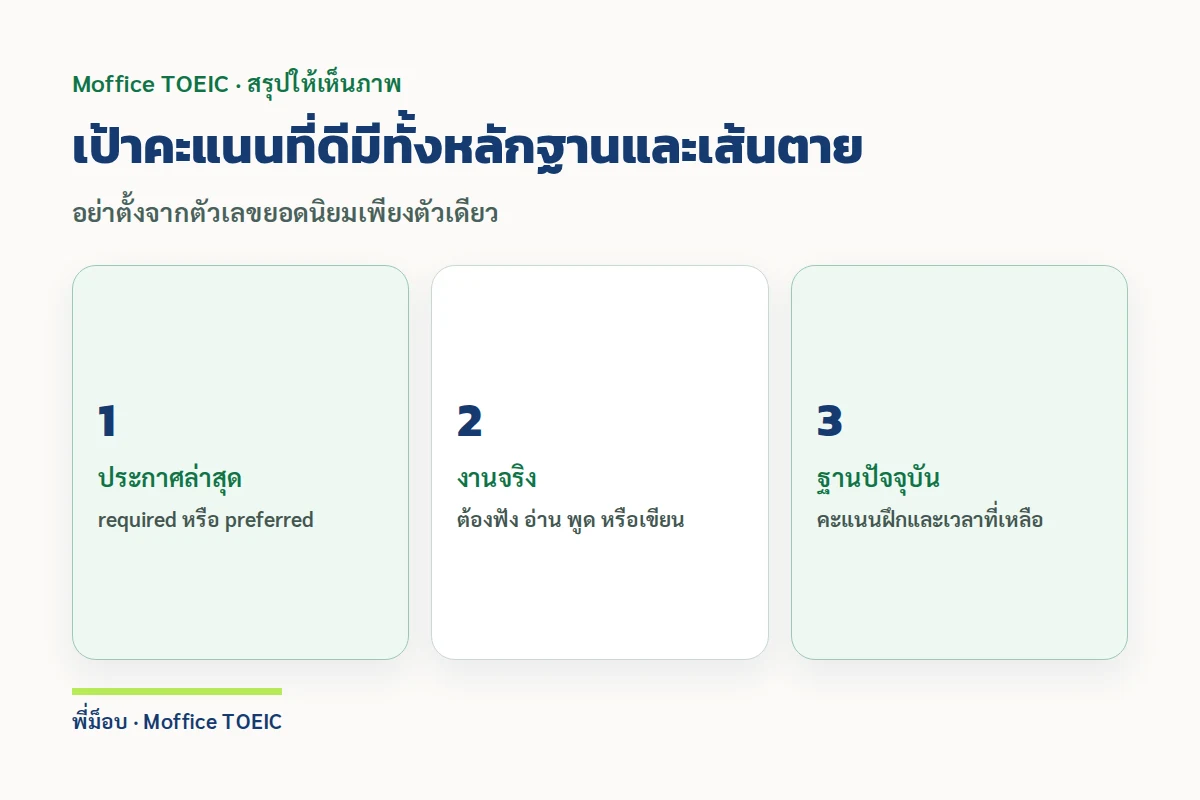 เป้าคะแนนที่ดีมีทั้งหลักฐานและเส้นตาย — อย่าตั้งจากตัวเลขยอดนิยมเพียงตัวเดียว