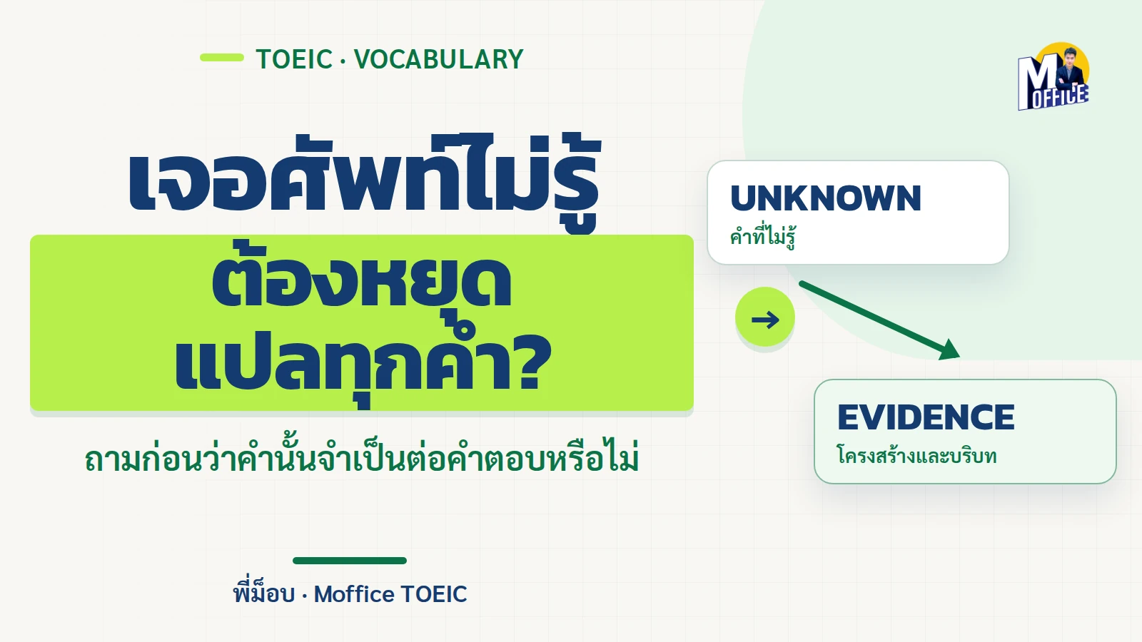 ปกบทความคำศัพท์ TOEIC แปลไม่ออก เตือนว่าไม่จำเป็นต้องรู้ทุกคำก่อนตอบ