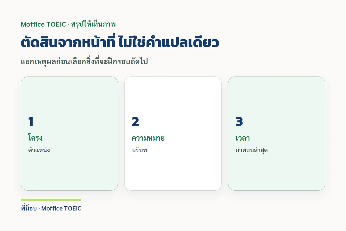 ตัดสินจากหน้าที่ ไม่ใช่คำแปลเดียว — แยกเหตุผลก่อนเลือกสิ่งที่จะฝึกรอบถัดไป